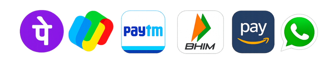 PhonePe, Google Pay, Paytm, BHIM, Amazon Pay, WhatsApp